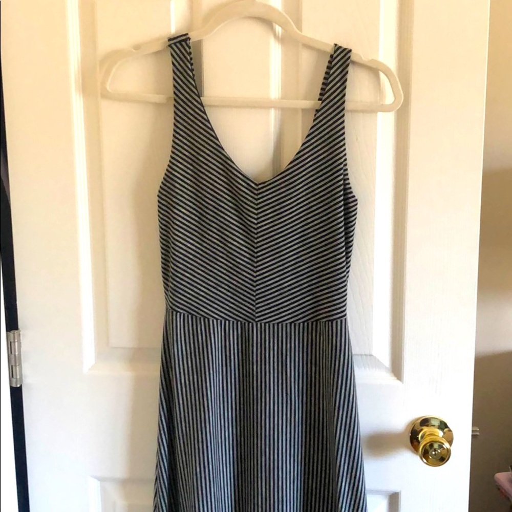 Black and Grey Striped Maxi Dress SM